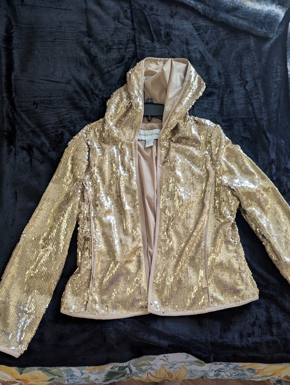 Doncaster Gold Sequin Hooded Bomber Jacket